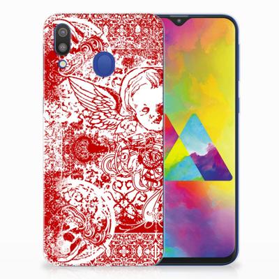 Silicone Back Case Samsung Galaxy M20 (Power) Angel Skull Rood
