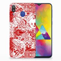Silicone Back Case Samsung Galaxy M20 (Power) Angel Skull Rood