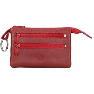 Leather Design Leren Sleuteletui met Veel Vakjes Rood