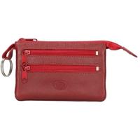 Leather Design Leren Sleuteletui met Veel Vakjes Rood