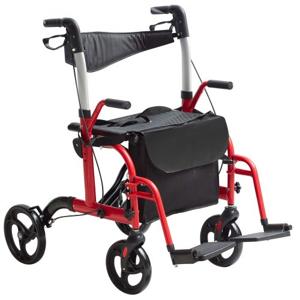 VEVOR 2-in-1 rollator en transportstoel voor senioren, opvouwbare rollator, rolstoelcombinatie en voetsteunen, lichtgewicht aluminium rollator met verstelbare handgreep, terreinwielen, 136 kg