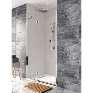 Crosswater Design New draaideur met vast paneel 100x195cm zilver profiel helder glas DHDSC1000+