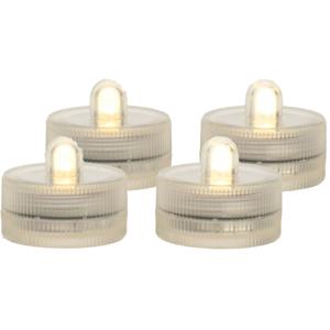 LED waxinelichtjes/theelichtjes voor onder water - set van 4x - warm wit