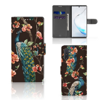 Samsung Galaxy Note 10 Telefoonhoesje met Pasjes Pauw met Bloemen - thumbnail