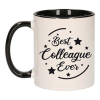Best colleague ever koffiemok - thee beker - 300 ml - wit met zwart - cadeau collega - 300 ml