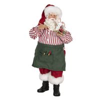HAES DECO - Kerstman deco Figuur 13x10x28 cm - Rood - Kerst Figuur, Kerstdecoratie
