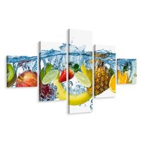 Schilderij - Verst fruit in water, 5luik, Premium print