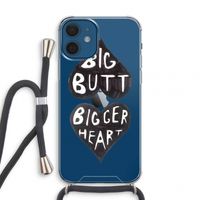 Big butt bigger heart: iPhone 12 mini Transparant Hoesje met koord