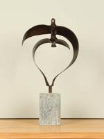 Bronzen beeld 2 vogels boven elkaar, 34 cm Bronzen beeld 2 vogels boven elkaar, 34 cm