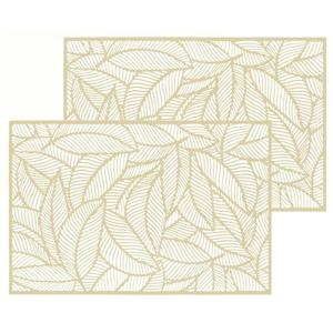 Secret de Gourmet Diner tafel placemats Jungle print - Set van 6x stuks - goud - PVC - 45 x 30 cm