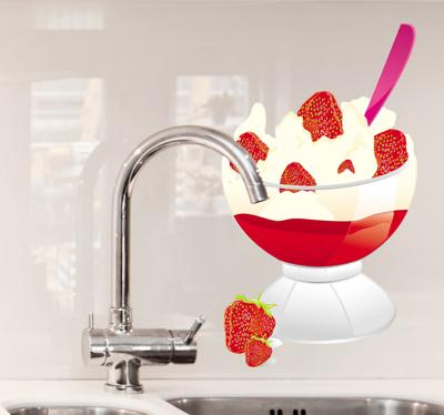 Sticker Keuken Ijsje aardbeien