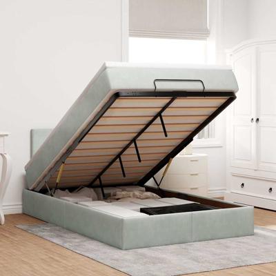 Ottoman bed met matras en LED's 120x200 cm fluweel lichtgrijs