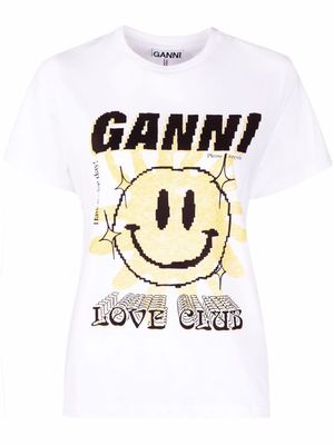 GANNI t-shirt Love Club Smiley - Blanc