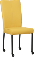 Gele leren moderne eetkamerstoel Deal - poot vierkant zwart met wiel - Toledo Leer Giallo (geel leer)