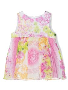 Versace Kids robe en coton à imprimé Barocco - Blanc