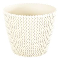 Plantenpot/bloempot kunststof dia 13 cm en hoogte 11 cm creme wit - thumbnail