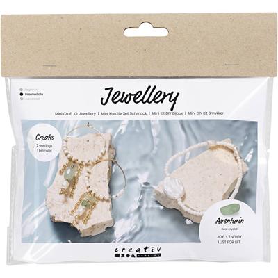Creativ Company Mini hobbyset sieraden, aventurijn mix armband en oorbellen, 1 doos