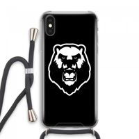 Angry Bear (black): iPhone XS Max Transparant Hoesje met koord