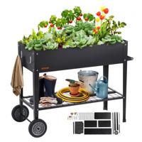 VEVOR verhoogde bloembak op wielen plantenbak bloembak tuin plantenbak terras groentebed tuinbed plantenbed zwart 108x49.5x80cm gegalvaniseerd staal ideaal voor het kweken van groenten fruit kruiden