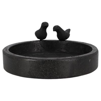 Vogelbad/voederschaal rond - zwart - graniet - D33 cm - drinkschaal voor tuinvogels