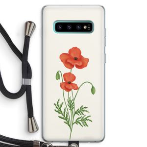 Red poppy: Samsung Galaxy S10 Plus Transparant Hoesje met koord