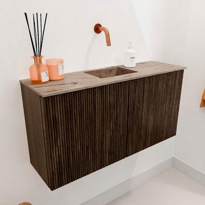Toiletmeubel Mondiaz Joya Dlux | 80 cm | Meubelkleur Walnut | Faye wastafel Arena Wasbak Midden | Zonder kraangat(en)