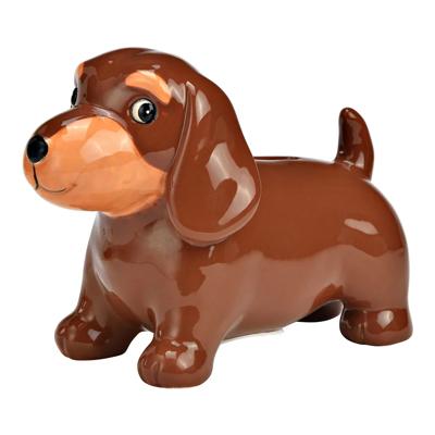 Spaarpot voor kind/volwassenen - Dieren thema Hond Teckel - keramiek - bruin - 18 x 13 x 9 cm Spaarpot voor kind/volwassenen - Dieren thema Hond Teckel - keramiek - bruin - 18 x 13 x 9 cm