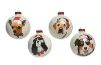 Kerstbal glas d8cm hond | 4 soorten - thumbnail