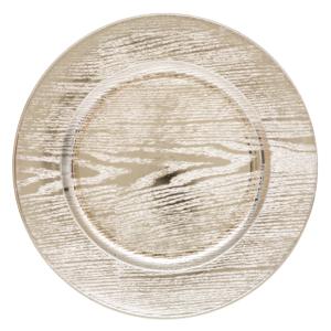 Kaarsenbord/onderbord - hout look - goud - kunststof - D33 x H2 cm- rond