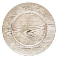 Kaarsenbord/onderbord - hout look - goud - kunststof - D33 x H2 cm- rond