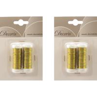 Binddraad/wikkeldraad - 4x rolletjes - goud - 30 m x 0,3 mm - hobbydraad/bloemendraad