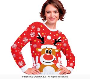 Foute Kerst Sweater Crazy Rendier Rood Dames