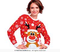 Foute Kerst Sweater Crazy Rendier Rood Dames