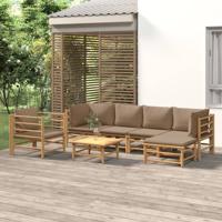 7-delige Loungeset met kussens bamboe taupe