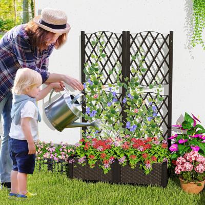 Dubbele Buitenbak met Drainagegat Ruitvormige Mazen Vrijstaande Bloembak voor Tuin Terras Balkon Oprit 80 x 40 x 122 cm