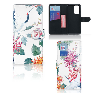 OnePlus 9 Pro Telefoonhoesje met Pasjes Bird Flowers