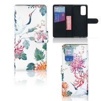 OnePlus 9 Pro Telefoonhoesje met Pasjes Bird Flowers - thumbnail