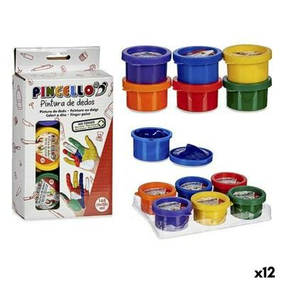 Vingerverf Pincello FP2806 FP2806 Voor de vingers Geel Blauw Rood Groen Paars Oranje (12 Stuks)