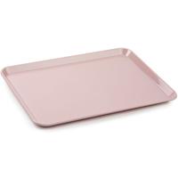 Plasticforte dienblad/serveerblad - Kunststof - 35 x 24 cm - oud roze - kopjes en glazen tray