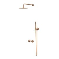 IVY Bond Regendoucheset - inbouw - symmetry - 2-weg stop-omstel - 15cm plafondbuis - 25cm slim hoofddouche - glijstang met uitlaat - 150cm doucheslang - 3-standen handdouche - Geborsteld mat koper PVD CSB3GKBBBB