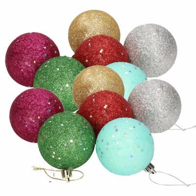 Kerstballen - 12x st - gekleurd - glitter - 6 cm - piepschuim - Kerstboomversiering Kerstballen - 12x st - gekleurd - glitter - 6 cm - piepschuim - Kerstboomversiering