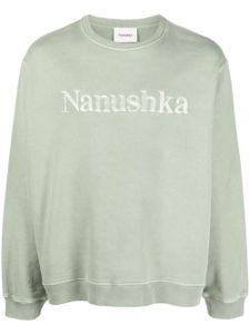 Nanushka sweat en coton à logo brodé - Vert