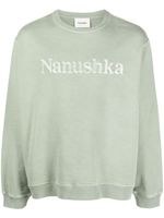 Nanushka sweat en coton à logo brodé - Vert - thumbnail