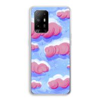 Roze wolken met vogels: Oppo A95 5G Transparant Hoesje