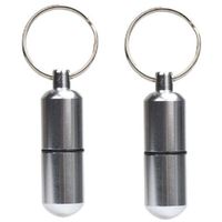 2x Sleutelhanger met pillendoosje voor medicijnen 25 x 85 mm