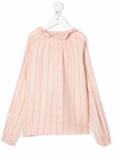 Buho blouse rayée à col volanté - Rose