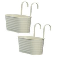 2x stuks bloembakken ophangbaar - zink - 32 x 16 cm - wit