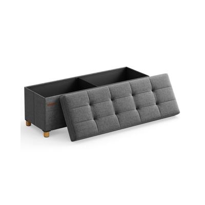 Voetenbank met opbergruimte en deksel, Donkergrijs / 38 x 110 x 40 cm