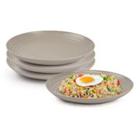 Plasticforte Rond bord/camping bord - 4x - D20 cm - taupe - kunststof - onbreekbaar - servies