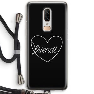 Friends heart black: OnePlus 6 Transparant Hoesje met koord